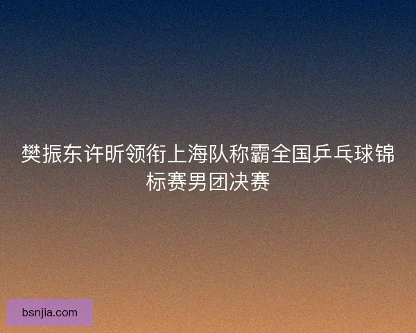 樊振东许昕领衔上海队称霸全国乒乓球锦标赛男团决赛